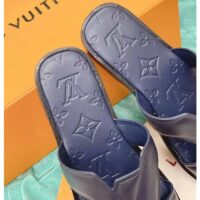Louis Vuitton LV Unisex Oasis Mule Navy Blue Grained Calf Leather Rubber Outsole (1)