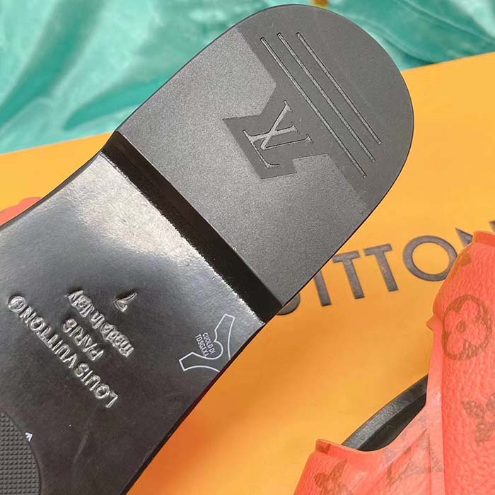 Louis Vuitton LV Unisex Oasis Mule Orange Monogram Grained Calf Leather Rubber (1)