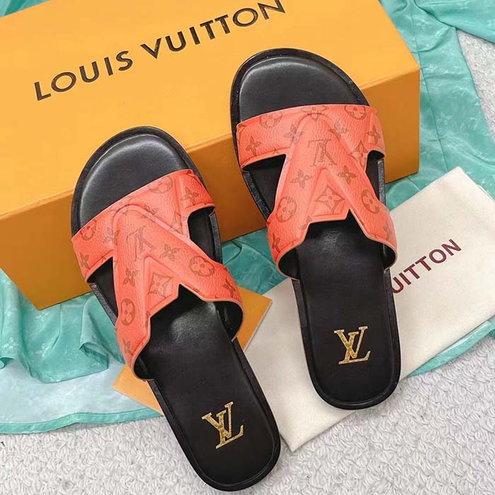 Louis Vuitton LV Unisex Oasis Mule Orange Monogram Grained Calf Leather Rubber (5)