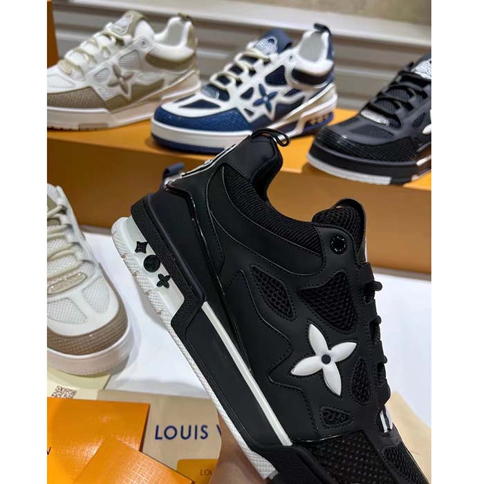 Louis Vuitton LV Unisex Skate Sneaker Black Mix Materials Double Laces Rubber (1)