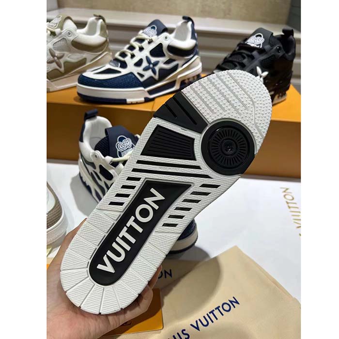 Louis Vuitton LV Unisex Skate Sneaker Black Mix Materials Double Laces Rubber (2)