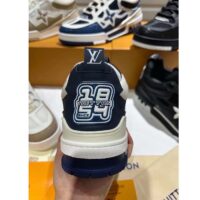 Louis Vuitton LV Unisex Skate Sneaker Navy Blue Mix Materials Double Laces Rubber (7)