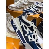 Louis Vuitton LV Unisex Skate Sneaker Navy Blue Mix Materials Double Laces Rubber (7)