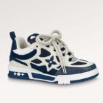 Louis Vuitton LV Unisex Skate Sneaker Marinblå Mix Materials Dubbelsnören Gummi