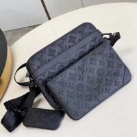 Louis Vuitton LV Unisex Trio Messenger Bag Black Calf Leather Cowhide (1)