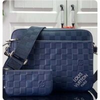 Louis Vuitton LV Unisex Trio Messenger Blue Sapphire Damier Infini Cowhide Leather (3)