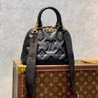 Louis Vuitton LV Women Alma BB Handbag Black Quilted Embroidered Smooth Calf Leather (2)