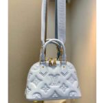 Louis Vuitton LV Women Alma BB Handbag Blue Quilted Embroidered Smooth Calf Leather - Image 2
