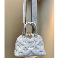 Louis Vuitton LV Women Alma BB Handbag Blue Quilted Embroidered Smooth Calf Leather (5)