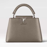 Louis Vuitton LV Women Capucines BB Hand Bag Etain Metallic Gray Taurillon Leather (11)