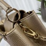 Louis Vuitton LV Women Capucines BB Hand Bag Etain Metallic Gray Taurillon Leather - Image 7