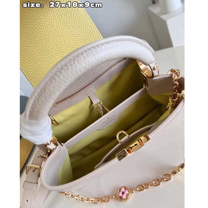 Louis Vuitton LV Women Capucines BB Handbag Beige Pink Taurillon Leather (11)
