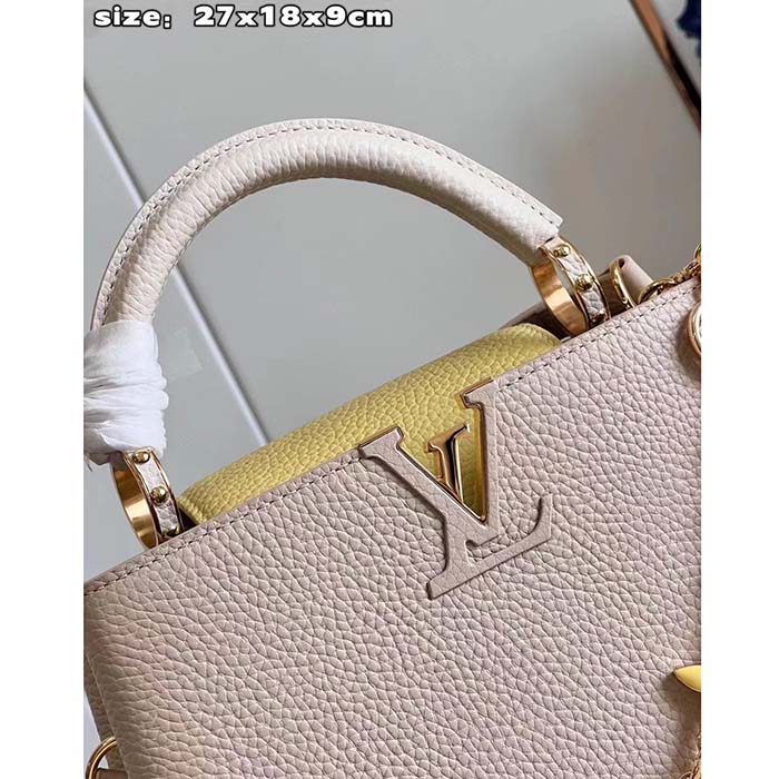 Louis Vuitton LV Women Capucines BB Handbag Beige Pink Taurillon Leather (2)