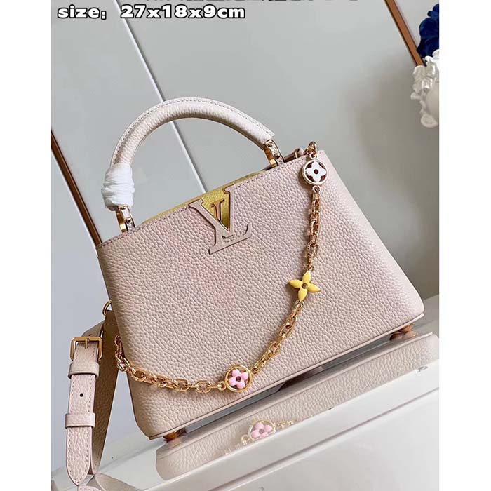 Louis Vuitton LV Women Capucines BB Handbag Beige Pink Taurillon Leather (3)