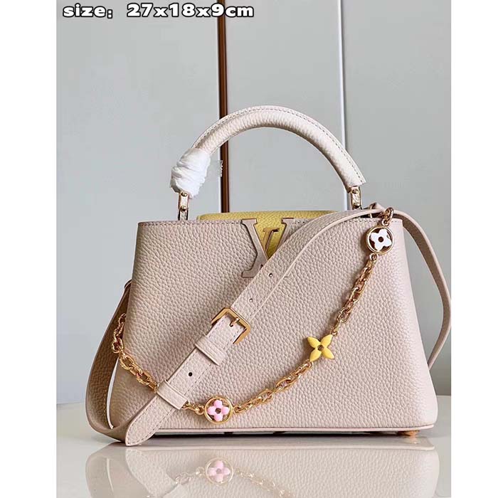 Louis Vuitton LV Women Capucines BB Handbag Beige Pink Taurillon Leather (5)