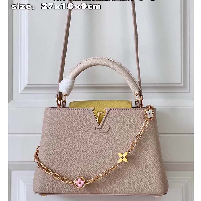 Louis Vuitton LV Women Capucines BB Handbag Beige Pink Taurillon Leather (6)