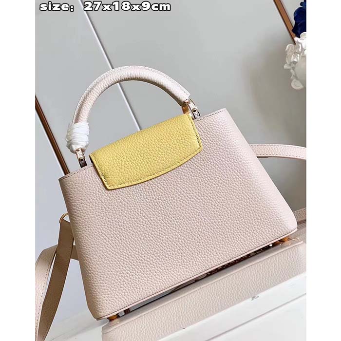 Louis Vuitton LV Women Capucines BB Handbag Beige Pink Taurillon Leather (8)