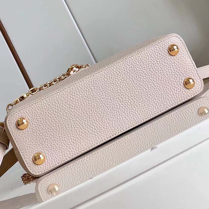 Louis Vuitton LV Women Capucines BB Handbag Beige Pink Taurillon Leather (9)
