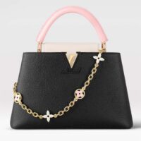 Louis Vuitton LV Women Capucines MM Handbag Black Pink Taurillon Leather (1)