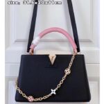 Louis Vuitton LV Women Capucines MM Handbag Black Pink Taurillon Leather - immagine 2