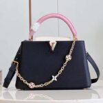 Louis Vuitton LV Women Capucines MM Handbag Black Pink Taurillon Leather - immagine 3