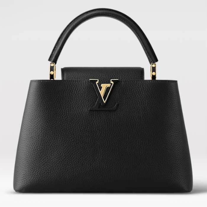 Louis Vuitton LV Women Capucines MM Handbag Black Taurillon Cowhide Leather