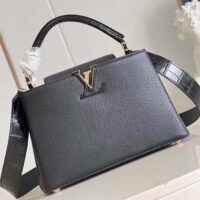 Louis Vuitton LV Women Capucines MM Handbag Black Taurillon Cowhide Leather (6)