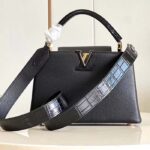Louis Vuitton LV Women Capucines MM Handbag Black Taurillon Cowhide Leather - Image 2
