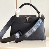 Louis Vuitton LV Women Capucines MM Handbag Black Taurillon Cowhide Leather (6)