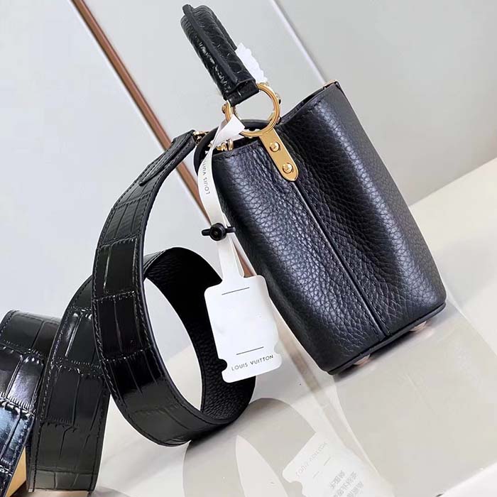 Louis Vuitton LV Women Capucines Mini Handbag Black Taurillon Cowhide Leather (11)