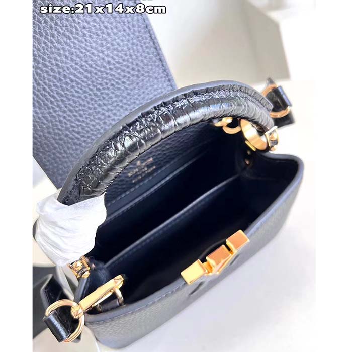 Louis Vuitton LV Women Capucines Mini Handbag Black Taurillon Cowhide Leather (4)