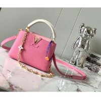 Louis Vuitton LV Women Capucines Mini Handbag Rose Chamallow Pink Taurillon Leather (1)