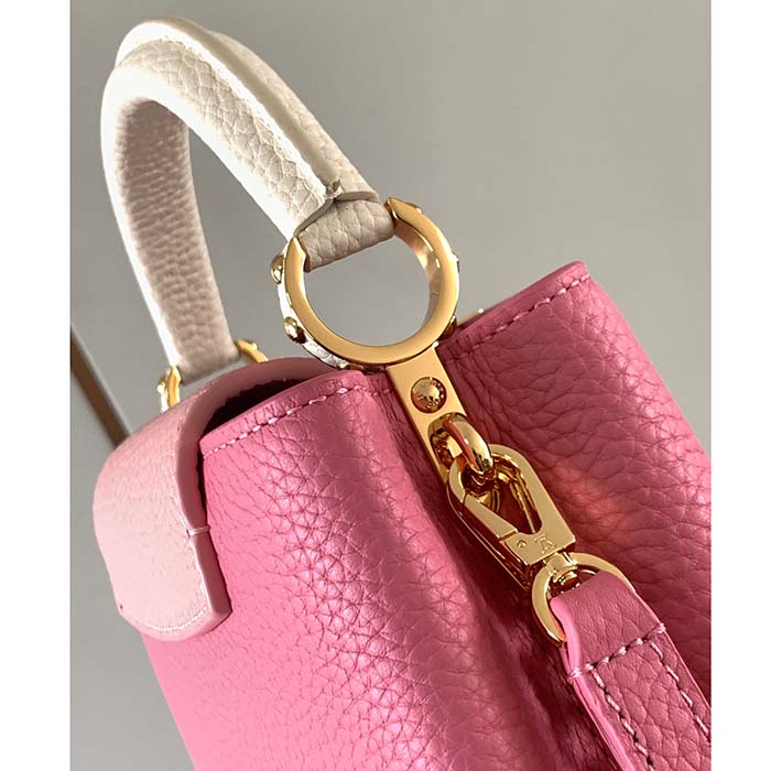 Louis Vuitton LV Women Capucines Mini Handbag Rose Chamallow Pink Taurillon Leather (7)