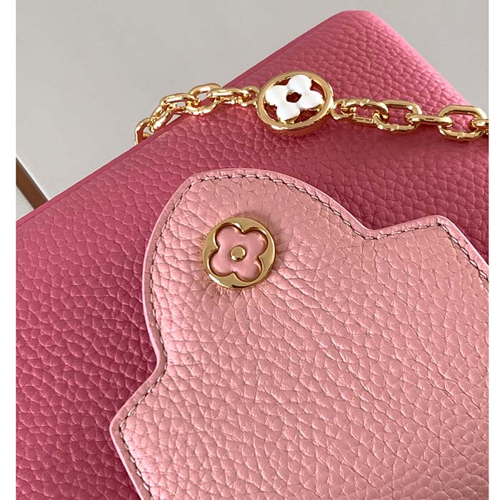 Louis Vuitton LV Women Capucines Mini Handbag Rose Chamallow Pink Taurillon Leather (8)