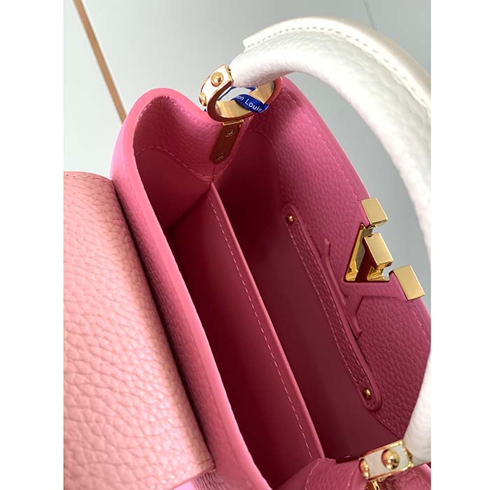 Louis Vuitton LV Women Capucines Mini Handbag Rose Chamallow Pink Taurillon Leather (9)