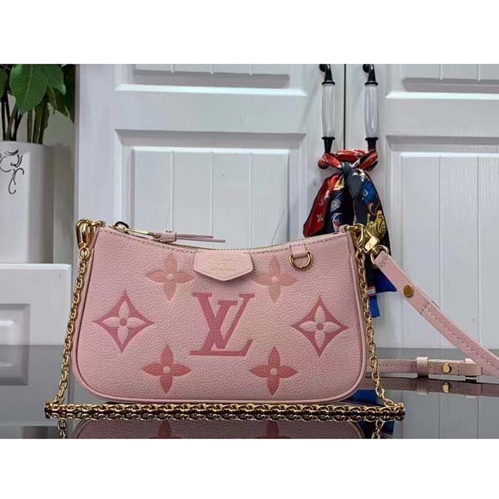Louis Vuitton LV Women Easy Pouch Pink Monogram Empreinte Embossed Supple Grained Cowhide (5)