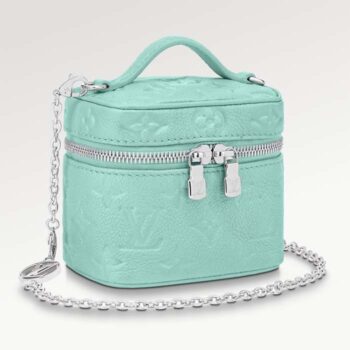 Louis Vuitton LV Women Micro Vanity Blue Monogram Empreinte Embossed Supple Grained Cowhide Leather