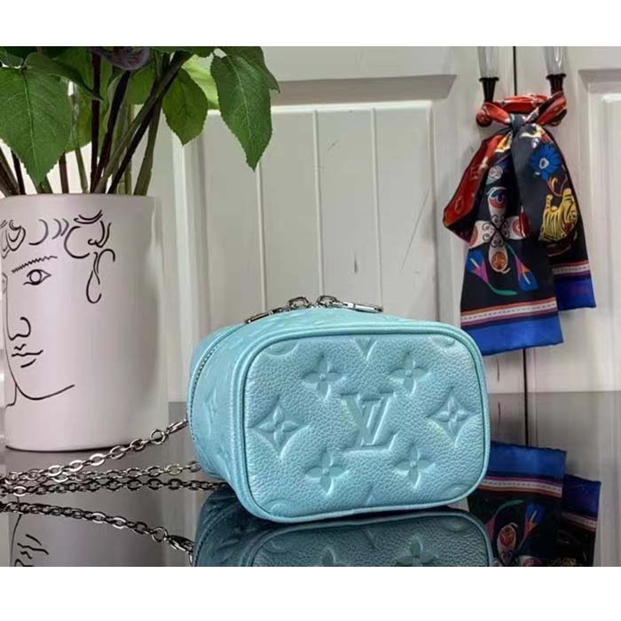 Louis Vuitton LV Women Micro Vanity Blue Monogram Empreinte Embossed Supple Grained Cowhide Leather (10)