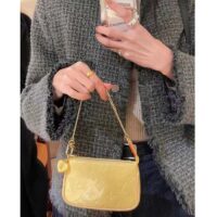 Louis Vuitton LV Women Multi Pochette Accessoires Yellow Monogram Vernis Embossed Patent Calf (7)