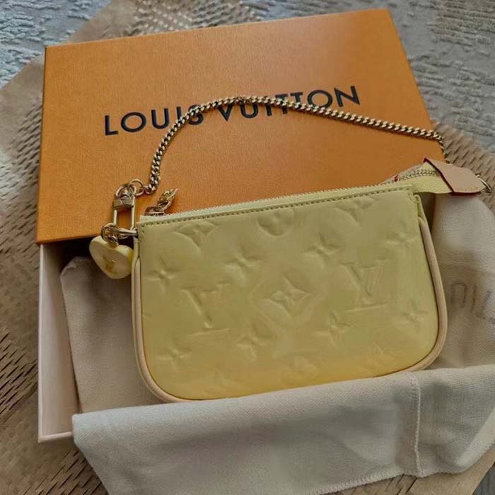 Louis Vuitton LV Women Multi Pochette Accessoires Yellow Monogram Vernis Embossed Patent Calf (2)