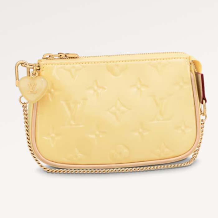 Louis Vuitton LV Women Multi Pochette Accessoires Yellow Monogram Vernis Embossed Patent Calf