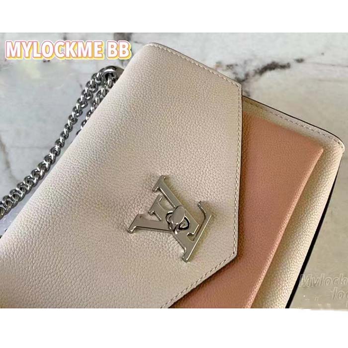 Louis Vuitton LV Women Mylockme Chain Bag Rose Quartz Trianon Soft Grained Calfskin (8)