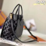 Louis Vuitton LV Women On My Side GM Handbag Black Calf Leather Perforated Calf - Image 6