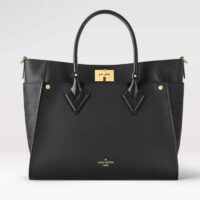 Louis Vuitton LV Women On My Side GM Handbag Black Calf Leather Perforated Calf