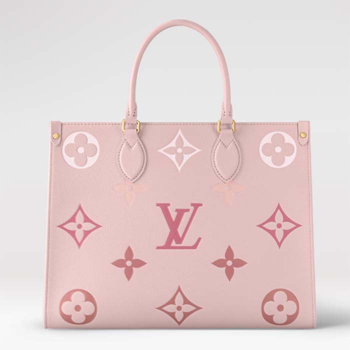 Louis Vuitton LV Women OnTheGo MM​ Gradient Pink Monogram Empreinte Embossed Cowhide Leather