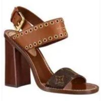 Louis Vuitton LV Women Sandal Cacao Brown Monogram Canvas Leather (2)