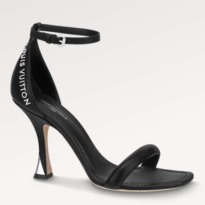 Louis Vuitton LV Women Sparkle Sandal Black Lambskin Leather Outsole 9.5 Cm Heel