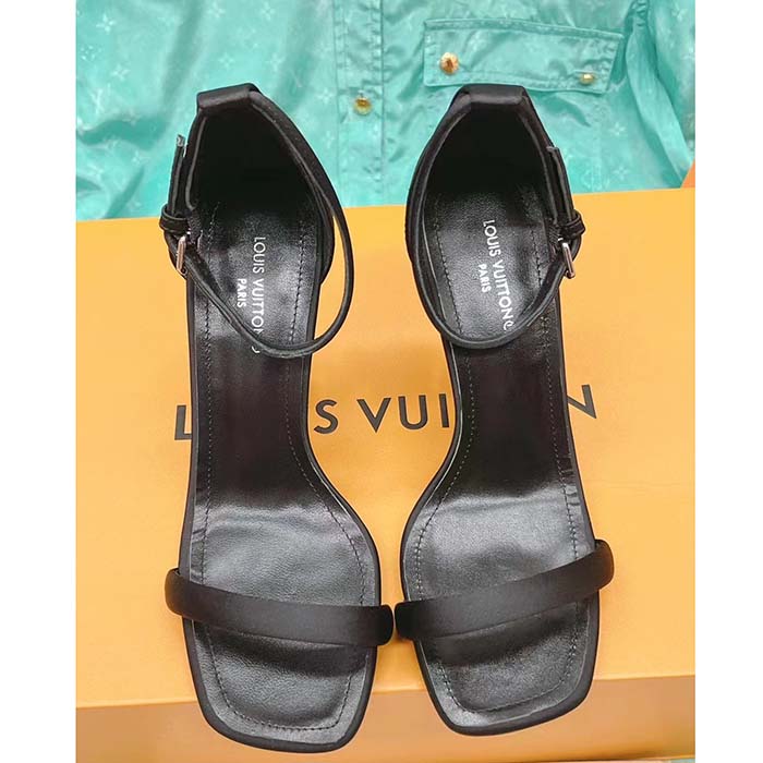 Louis Vuitton LV Women Sparkle Sandal Black Lambskin Leather Outsole 9.5 Cm Heel (6)