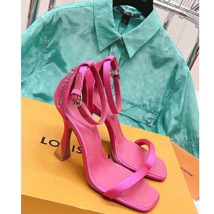 Louis Vuitton LV Women Sparkle Sandal Pink Lambskin Leather Outsole 9.5 Cm Heel (2)