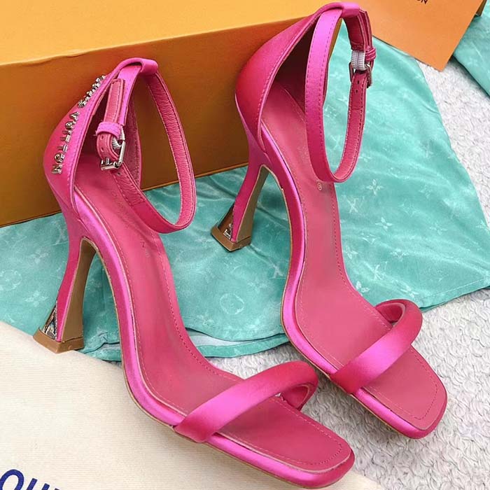 Louis Vuitton LV Women Sparkle Sandal Pink Lambskin Leather Outsole 9.5 Cm Heel (9)